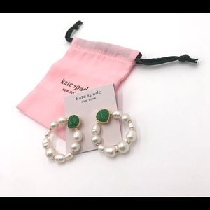 Kate Spade NY ♠️ Pearl Drop Hoops Green Earrings